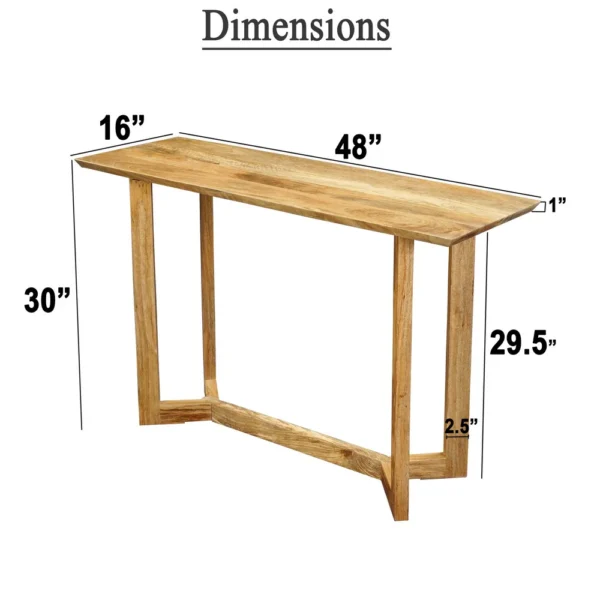 UPT-332347_5 Nina Console Table | 48" Rectangular Top | Open Frame with Trestle Base | Natural Brown Mango Wood