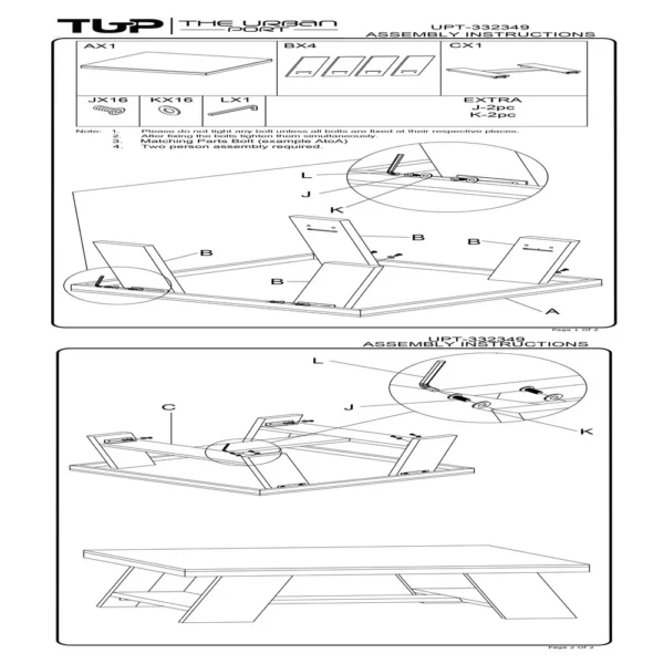 UPT-332349-Assembly-Instructions_fc17af28-0e68-4b30-9b8e-0e7a31c796a1 Aya 40" Square Coffee Table | Biscotti White Mango Wood | Bold Angled Legs
