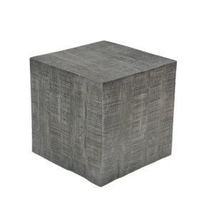 Rydan Side End Table | 19 Inch Square Block Top | Sandblasted Gray Mango Wood