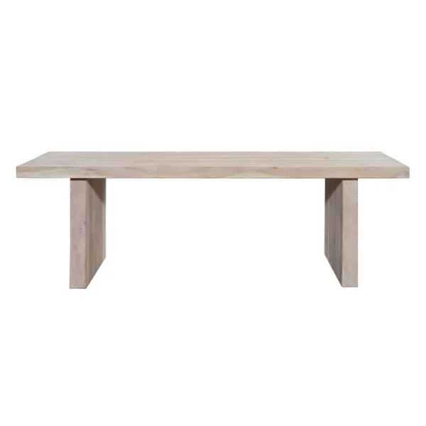 Nira Coffee Table | 48 Inch Rectangular Top | Handcrafted Washed White Acacia Wood | Panel Leg Base