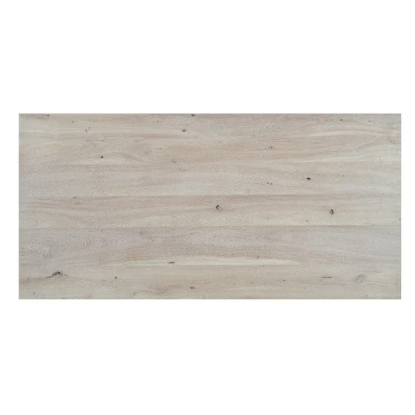 Nira Coffee Table | 48 Inch Rectangular Top | Handcrafted Washed White Acacia Wood | Panel Leg Base