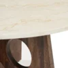 Kali Coffee Table | 27" Natural Round Marble Tabletop | Dark Brown Mango Wood Sculptural Base