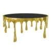 Capri Coffee Table | 36 Inch Round Glass Top | Melting Drip Design | Antique Gold