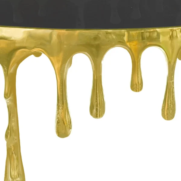 Capri Coffee Table | 36 Inch Round Glass Top | Melting Drip Design | Antique Gold