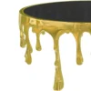 Capri Coffee Table | 36 Inch Round Glass Top | Melting Drip Design | Antique Gold