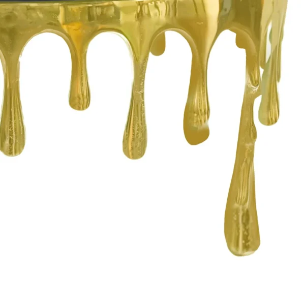 Capri Coffee Table | 36 Inch Round Glass Top | Melting Drip Design | Antique Gold