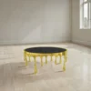 Capri Coffee Table | 36 Inch Round Glass Top | Melting Drip Design | Antique Gold