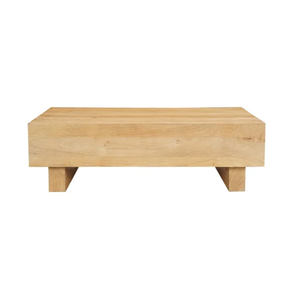 Elias Coffee Table | 42" Rectangular Top | Sandblasted Natural Brown Mango Wood | Wood Sustainably Harvested