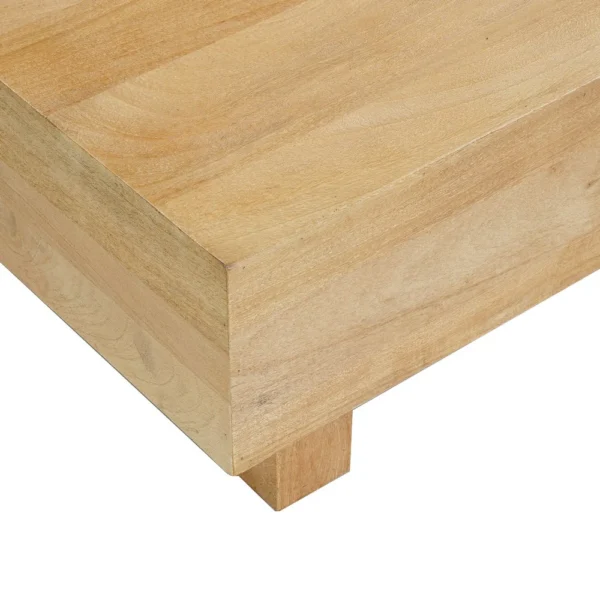 Elias Coffee Table | 42" Rectangular Top | Sandblasted Natural Brown Mango Wood | Wood Sustainably Harvested