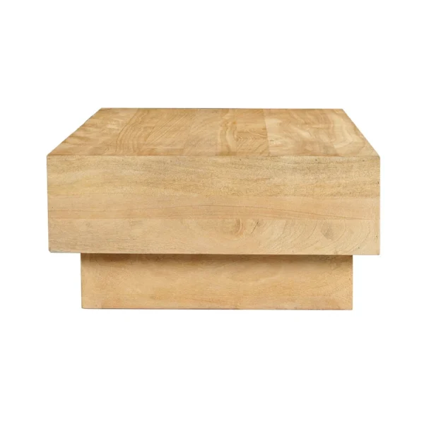 Elias Coffee Table | 42" Rectangular Top | Sandblasted Natural Brown Mango Wood | Wood Sustainably Harvested