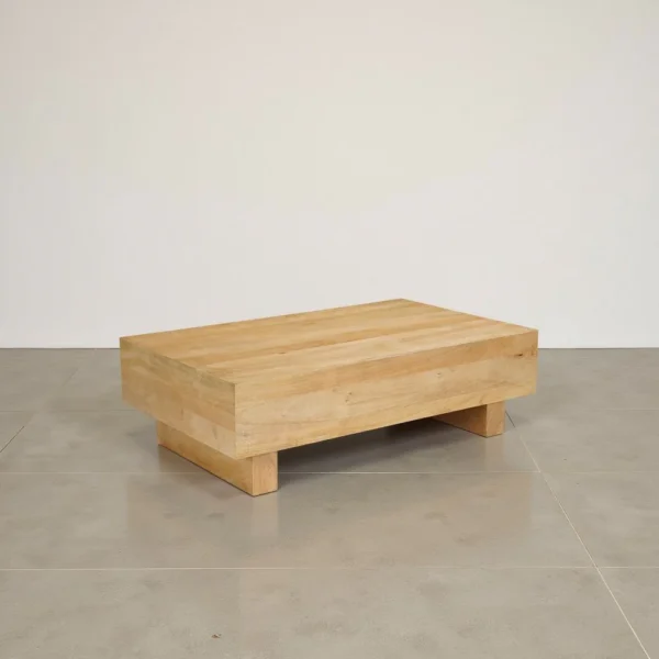 Elias Coffee Table | 42" Rectangular Top | Sandblasted Natural Brown Mango Wood | Wood Sustainably Harvested