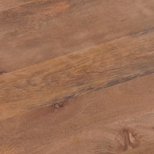 Temi Dining Table | 47" Round Top | Handmade Natural Brown Mango Wood | Angled Four Legged Base