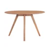 Temi Dining Table | 47" Round Top | Handmade Natural Brown Mango Wood | Angled Four Legged Base