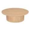 Bela Coffee Table | 47 Inch Round Top | Handcrafted Beige Mango Wood Pedestal Base