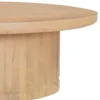 Bela Coffee Table | 47 Inch Round Top | Handcrafted Beige Mango Wood Pedestal Base