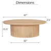 Bela Coffee Table | 47 Inch Round Top | Handcrafted Beige Mango Wood Pedestal Base