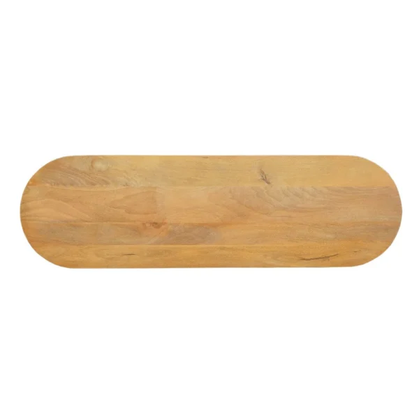 Cleo 54 Inch Sofa Console Table, Rounded Corners, Ribbed Pillar Legs, Golden Oak Brown Mango Wood