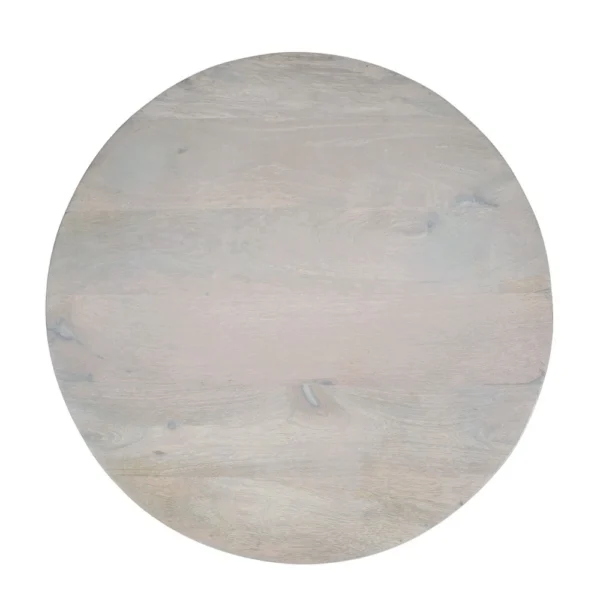 UPT-336462_3 Febe Side End Accent Table, 20 Inch Round Top, Cylindrical Plinth Base, Oak White Mango Wood