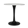 Mara Dining Table | 30 Inch Round White Genuine Marble Top | Black Metal Tulip Pedestal Base