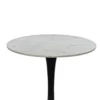 Mara Dining Table | 30 Inch Round White Genuine Marble Top | Black Metal Tulip Pedestal Base
