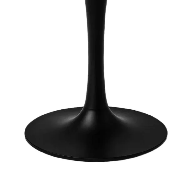 Mara Dining Table | 30 Inch Round White Genuine Marble Top | Black Metal Tulip Pedestal Base