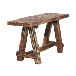 Wooden Garden Patio Bench With Retro Etching, Cappuccino Brown