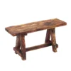 Wooden Garden Patio Bench With Retro Etching, Cappuccino Brown