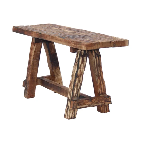 Wooden Garden Patio Bench With Retro Etching, Cappuccino Brown