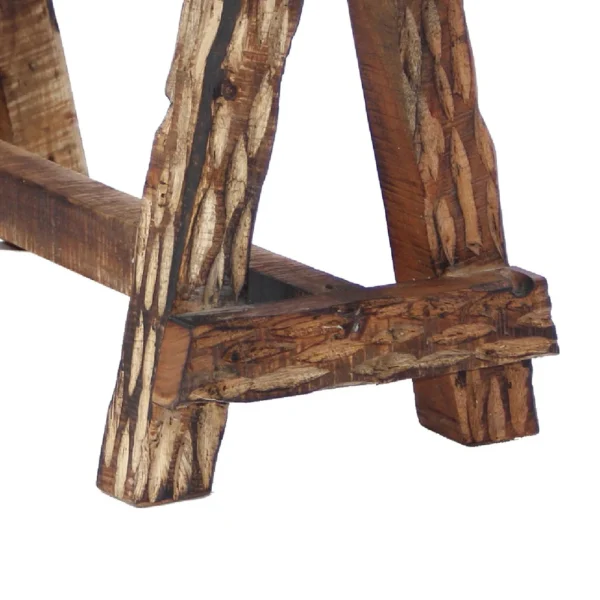 Wooden Garden Patio Bench With Retro Etching, Cappuccino Brown