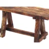 Wooden Garden Patio Bench With Retro Etching, Cappuccino Brown