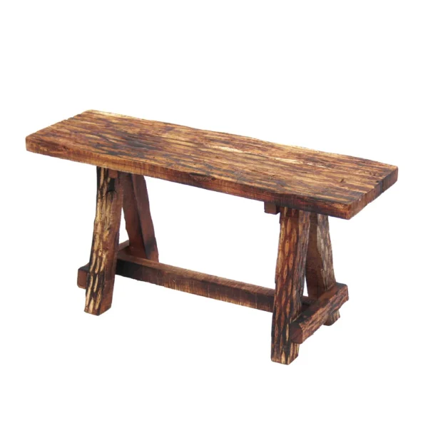 Wooden Garden Patio Bench With Retro Etching, Cappuccino Brown