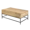 Audrey 45 Inch Handcrafted Mango Wood Coffee Table, Lift Top, Grain Details, Natural Brown, Black
