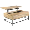 Audrey 45 Inch Handcrafted Mango Wood Coffee Table, Lift Top, Grain Details, Natural Brown, Black
