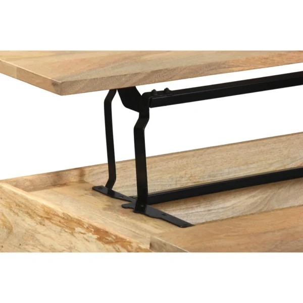 Audrey 45 Inch Handcrafted Mango Wood Coffee Table, Lift Top, Grain Details, Natural Brown, Black