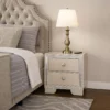 Athon Nightstand with 2 Drawers, Built-In Charging Port, Ivory Wood