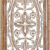 Rectangular Mango Wood Wall Panel Hand Crafted With Intricate Carving, White and Brown