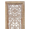 Rectangular Mango Wood Wall Panel Hand Crafted With Intricate Carving, White and Brown