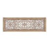 Rectangular Mango Wood Wall Panel Hand Crafted With Intricate Carving, White and Brown