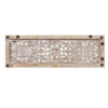 Rectangular Mango Wood Wall Panel Hand Crafted With Intricate Carving, White and Brown