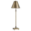 Table Lamp with Antique Brass Metal Body and Tapered Shade, 32 Inch