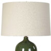 Table Lamp, Beige Linen Shade, Distressed Emerald Green Ceramic 28 Inch