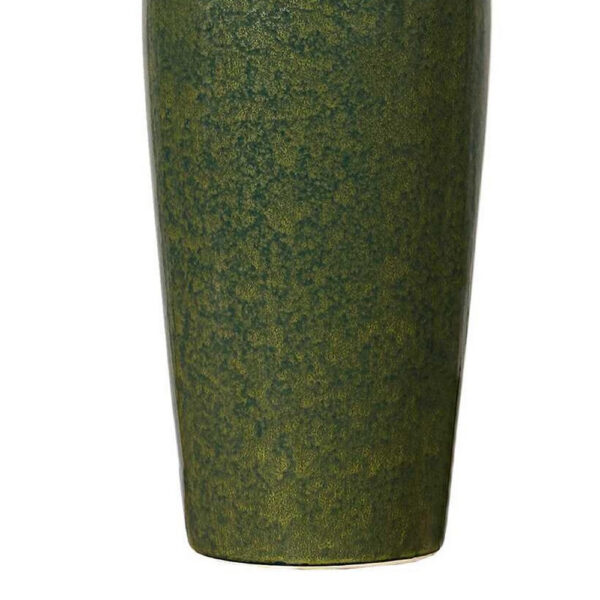 Table Lamp, Beige Linen Shade, Distressed Emerald Green Ceramic 28 Inch