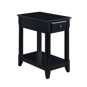 Accent Table with 1 Drawer and Bottom Shelf, Black