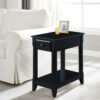 Accent Table with 1 Drawer and Bottom Shelf, Black