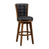 300620266a441e1259375.jpeg Core Set of 2 Swivel Barstool Chairs, Brown Wood, Black Faux Leather