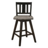 Ati Swivel Counter Height Chair Set of 2, Slatted Black Wood, Gray