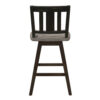 Ati Swivel Counter Height Chair Set of 2, Slatted Black Wood, Gray