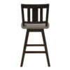 Ati Swivel Counter Height Chair Set of 2, Slatted Black Wood, Gray