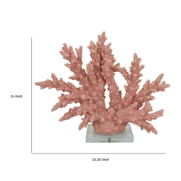 300620266a441e4784cf0.jpeg Coral Tabletop Decoration, Pink Resin with Acrylic Base, 13 Inch