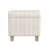 Pyp Square Storage Ottoman, 18 Inch Ivory Pinstripe Fabric, Brown Legs